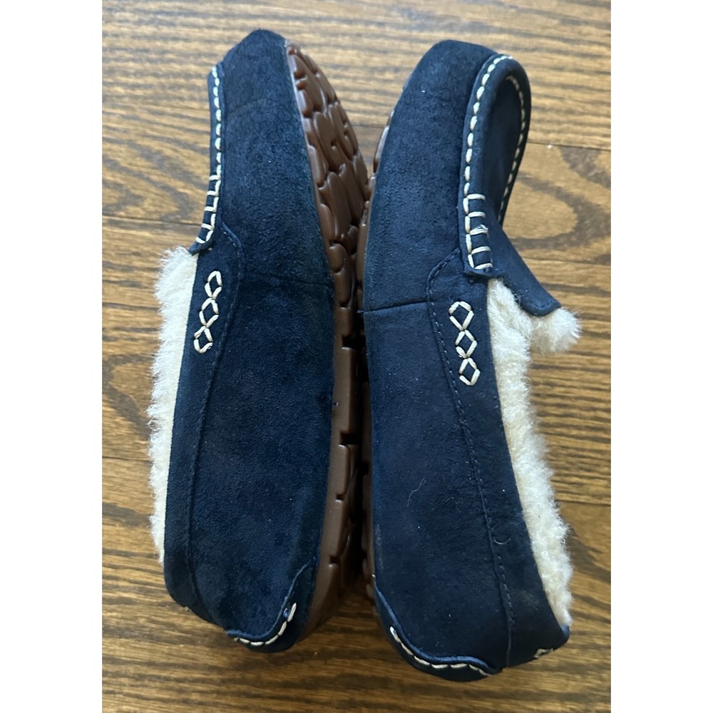 UGG Australia Slippers Navy Blue Suede Shearling Moccasin 3312 Womens Size 6 - Picture 2 of 11
